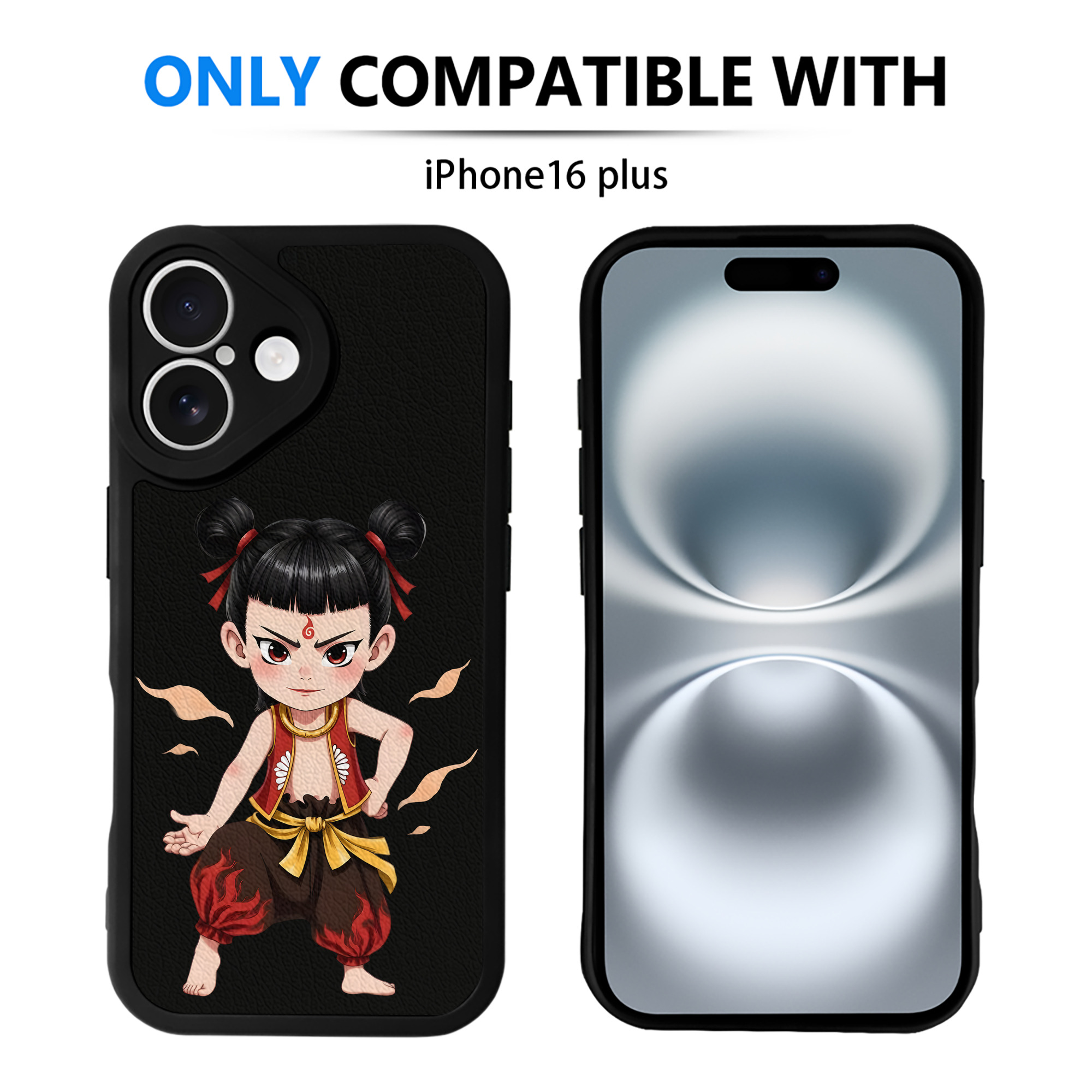 （画像用） Ne Zha 2 ナタ 魔童の大暴れ 【iPhone 16シリーズ対応】シリコンスマホケース（レザー調） 材質：シリコン